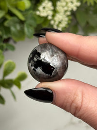 Black Moonstone with Sunstone Sphere - #6