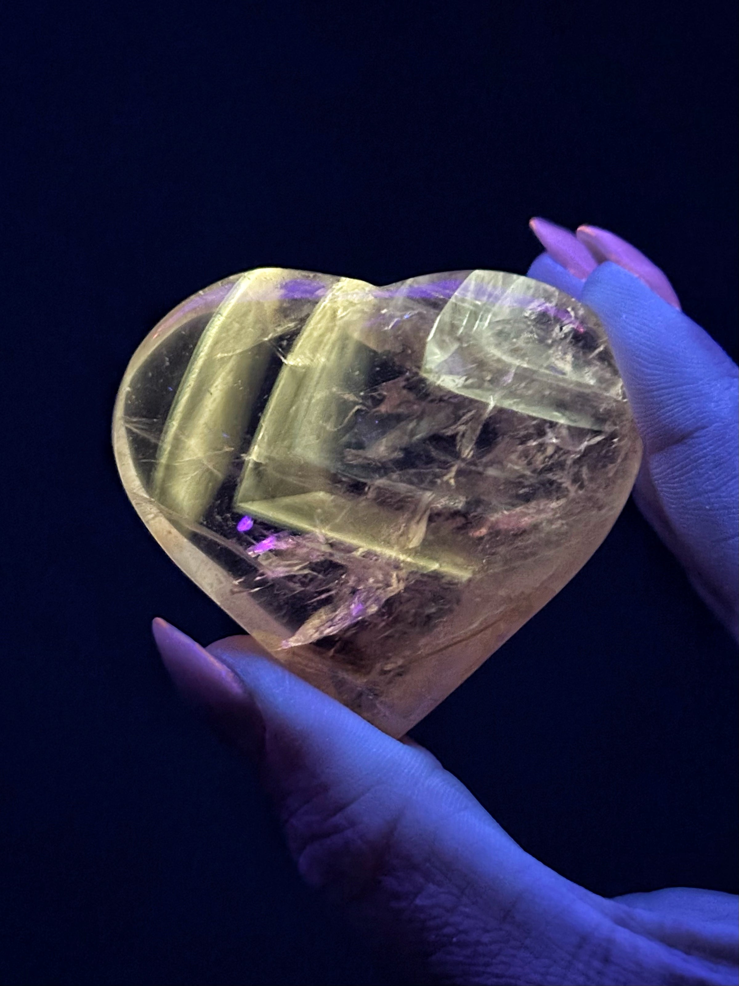 UV Reactive Amethyst Heart - #1