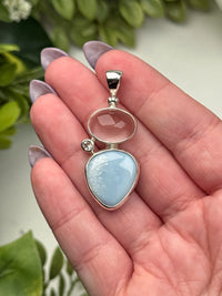 Blue Opal & Rose Quartz Pendant - #3