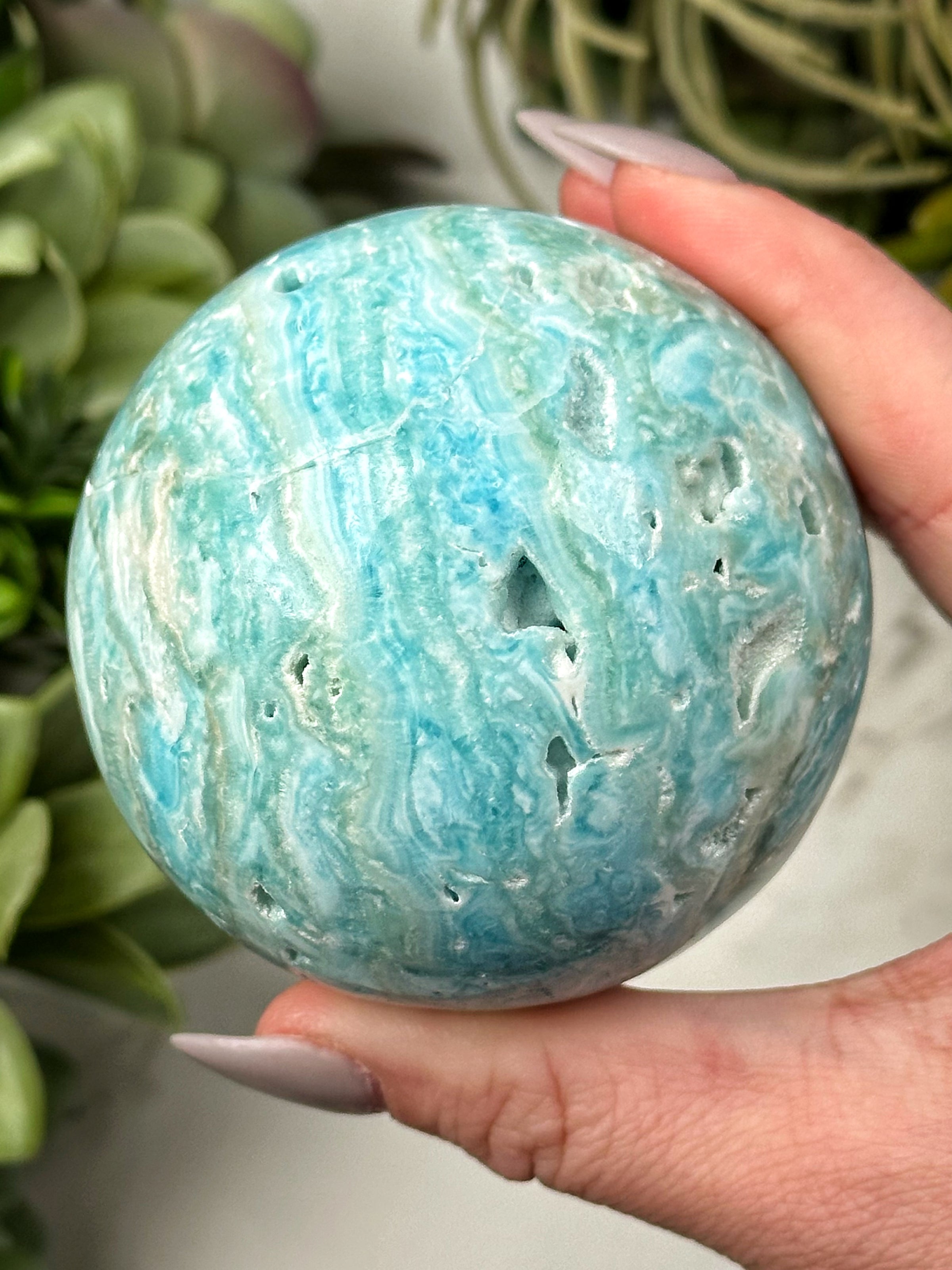 Blue Aragonite Sphere - #4