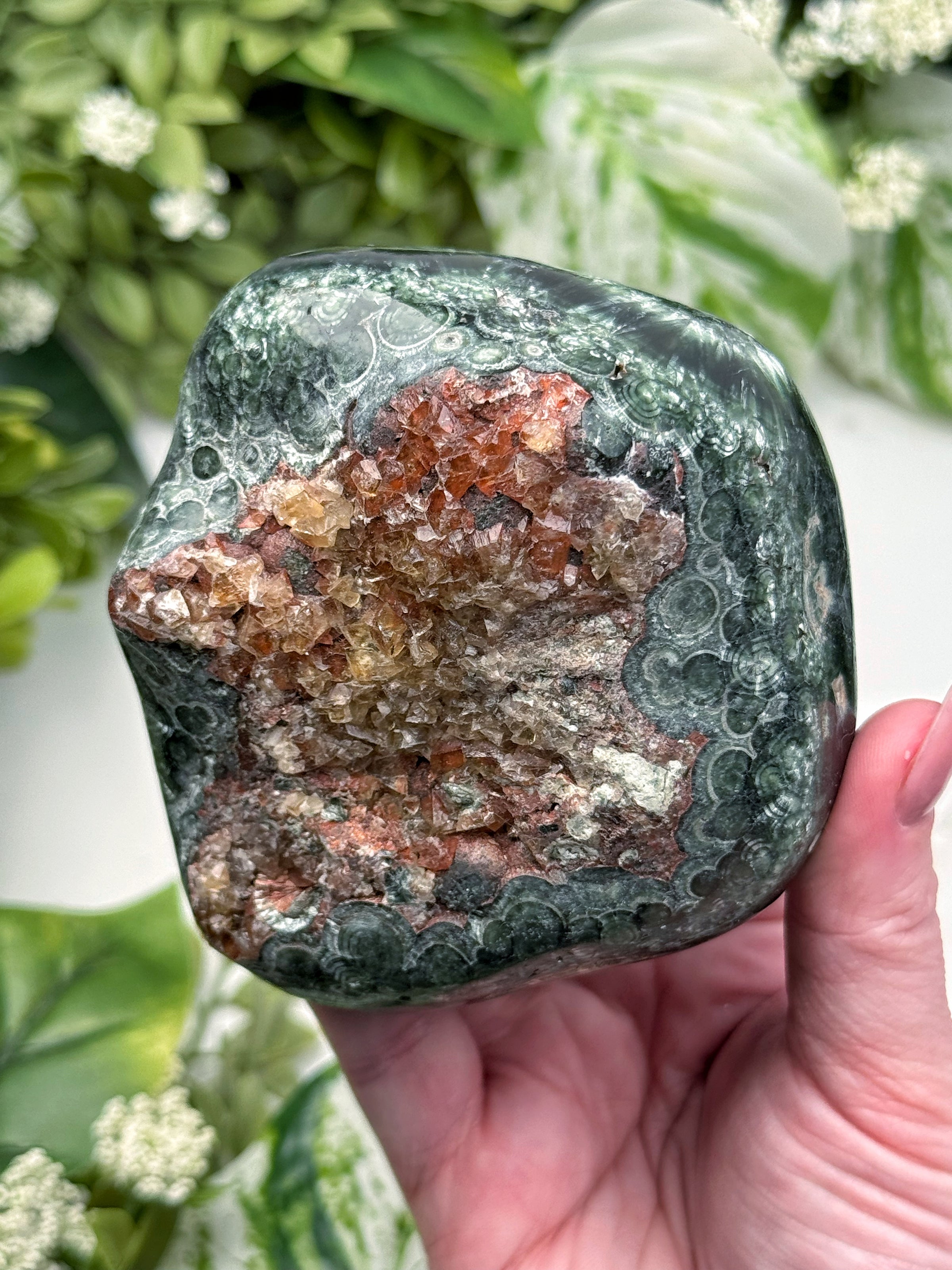 Seraphinite with Calcite Freeform - #7