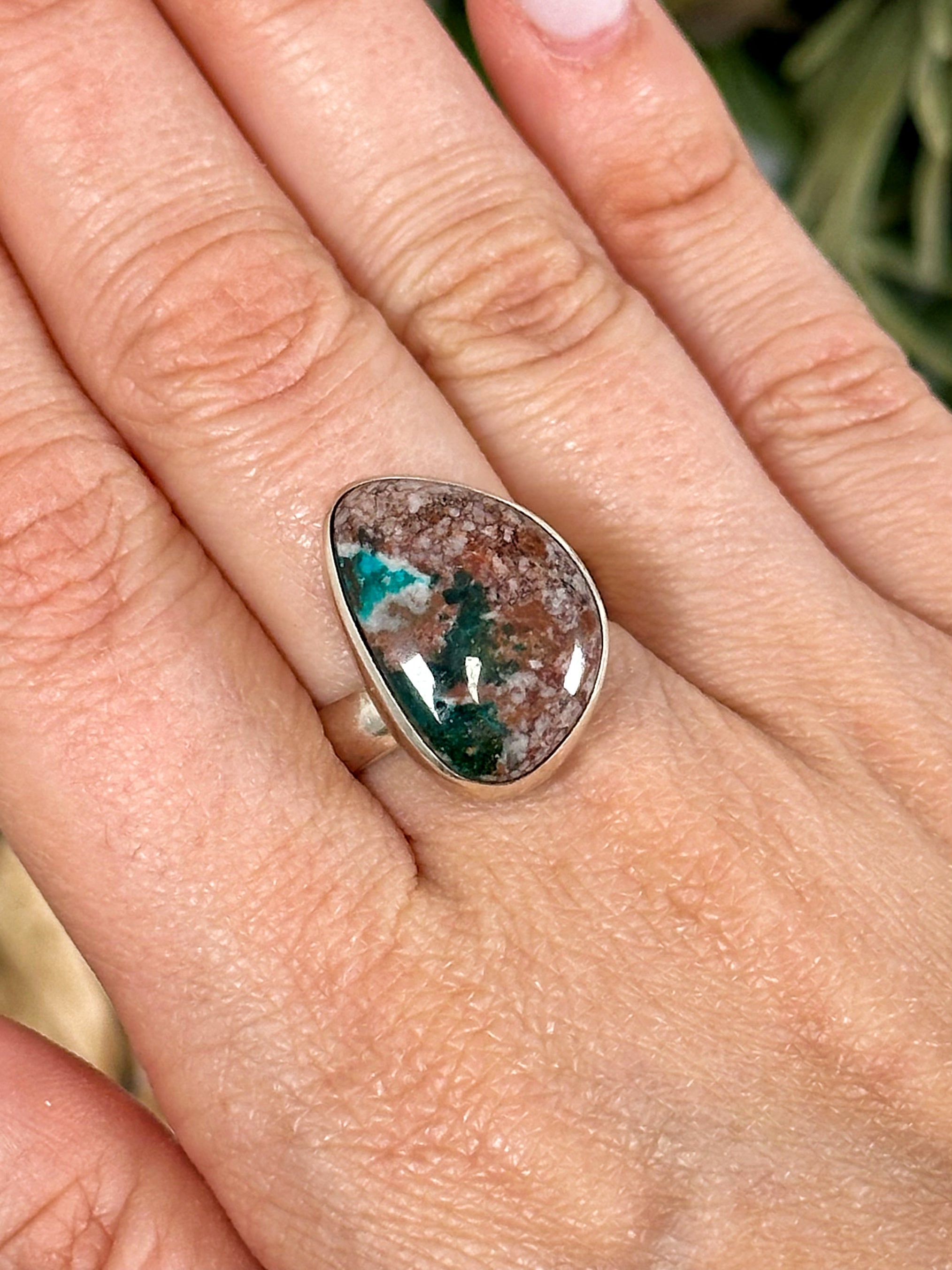 Polished Dioptase Ring - #1