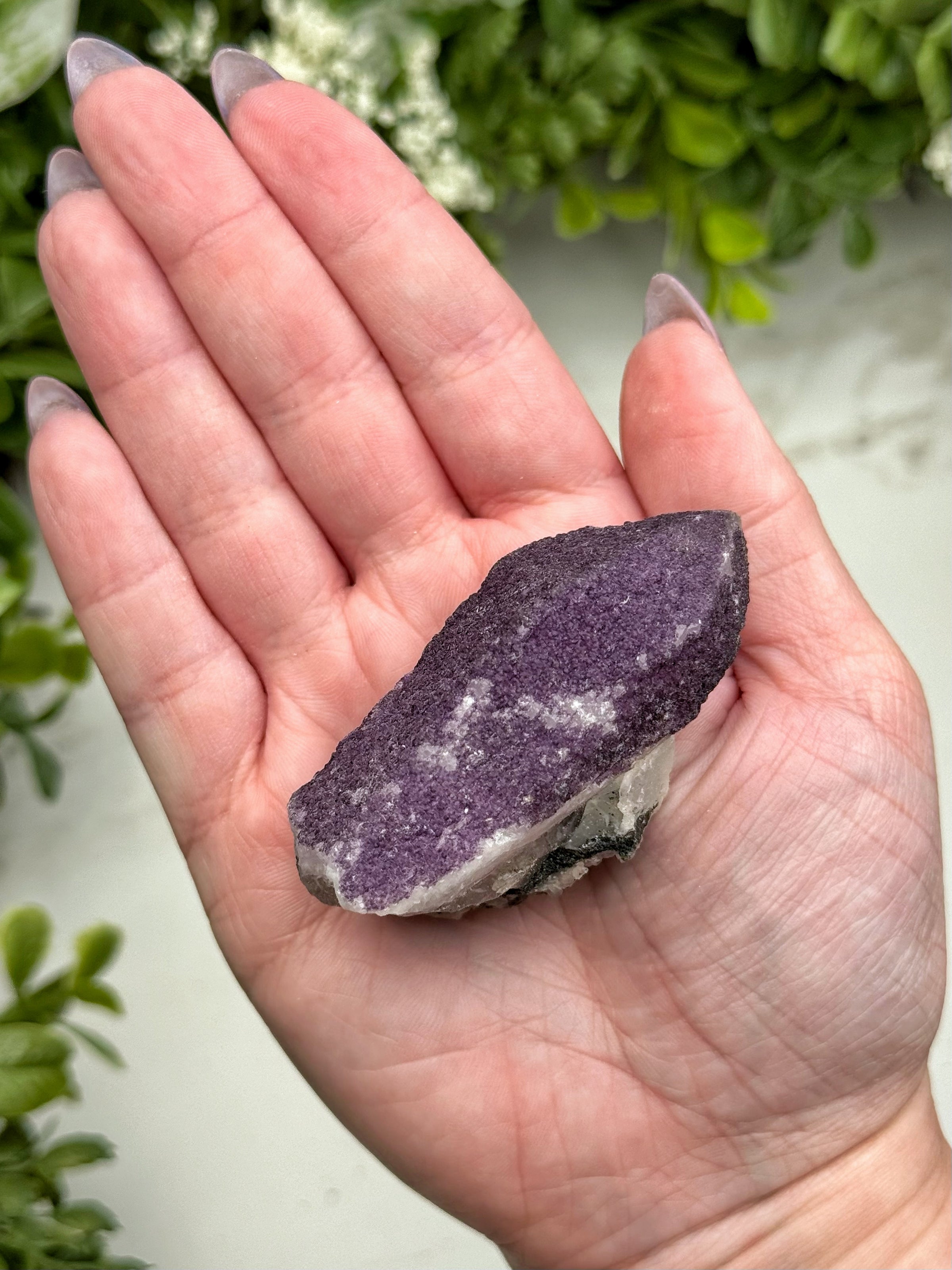 Purple Fluorite on Quartz - #12