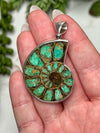 Green Smithsonite Ammonite Pendant - #2