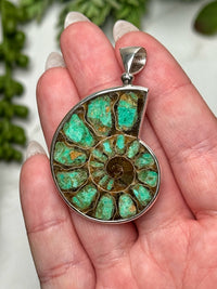 Green Smithsonite Ammonite Pendant - #2