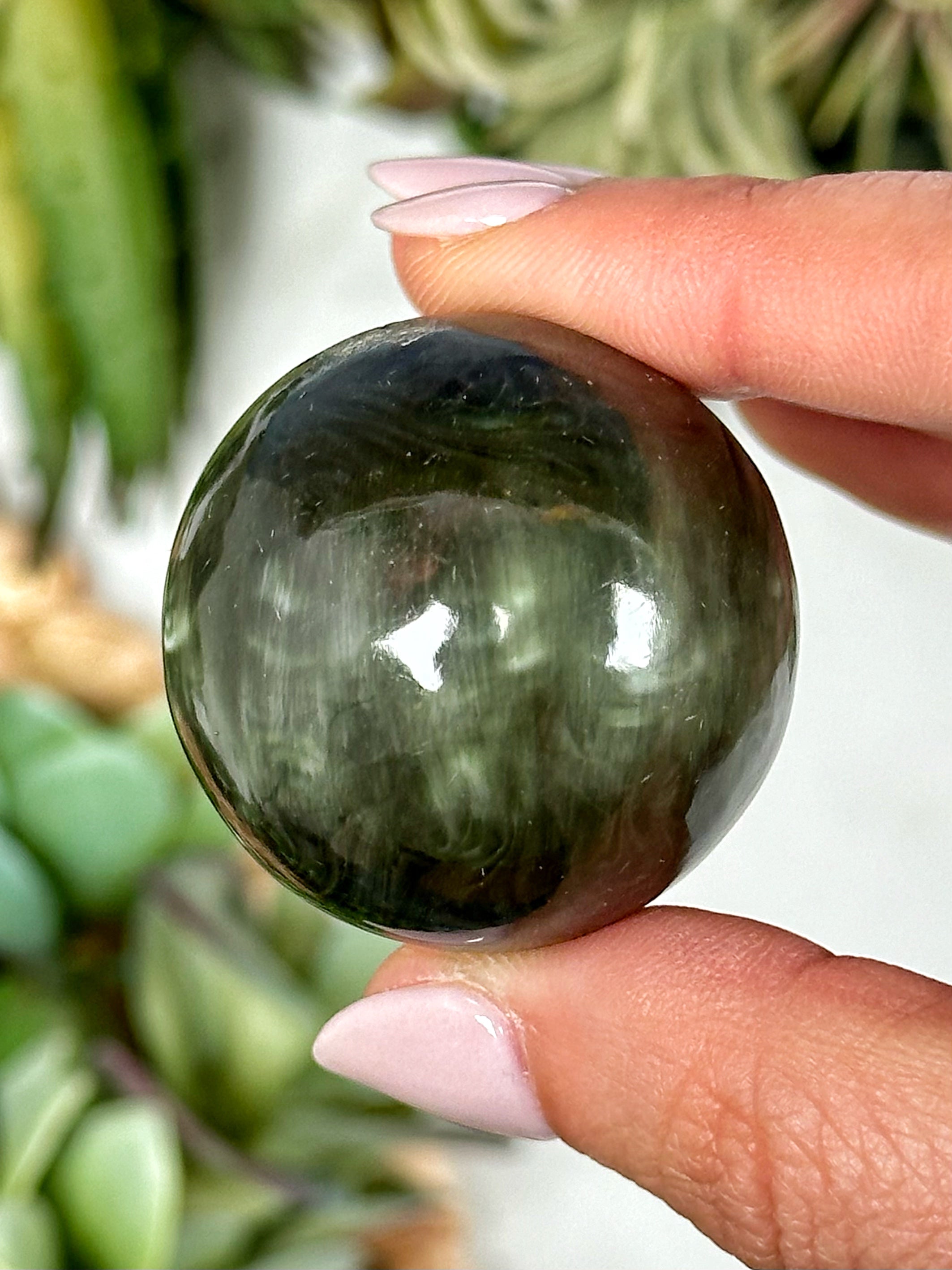 Green Amphibole Sphere - #2