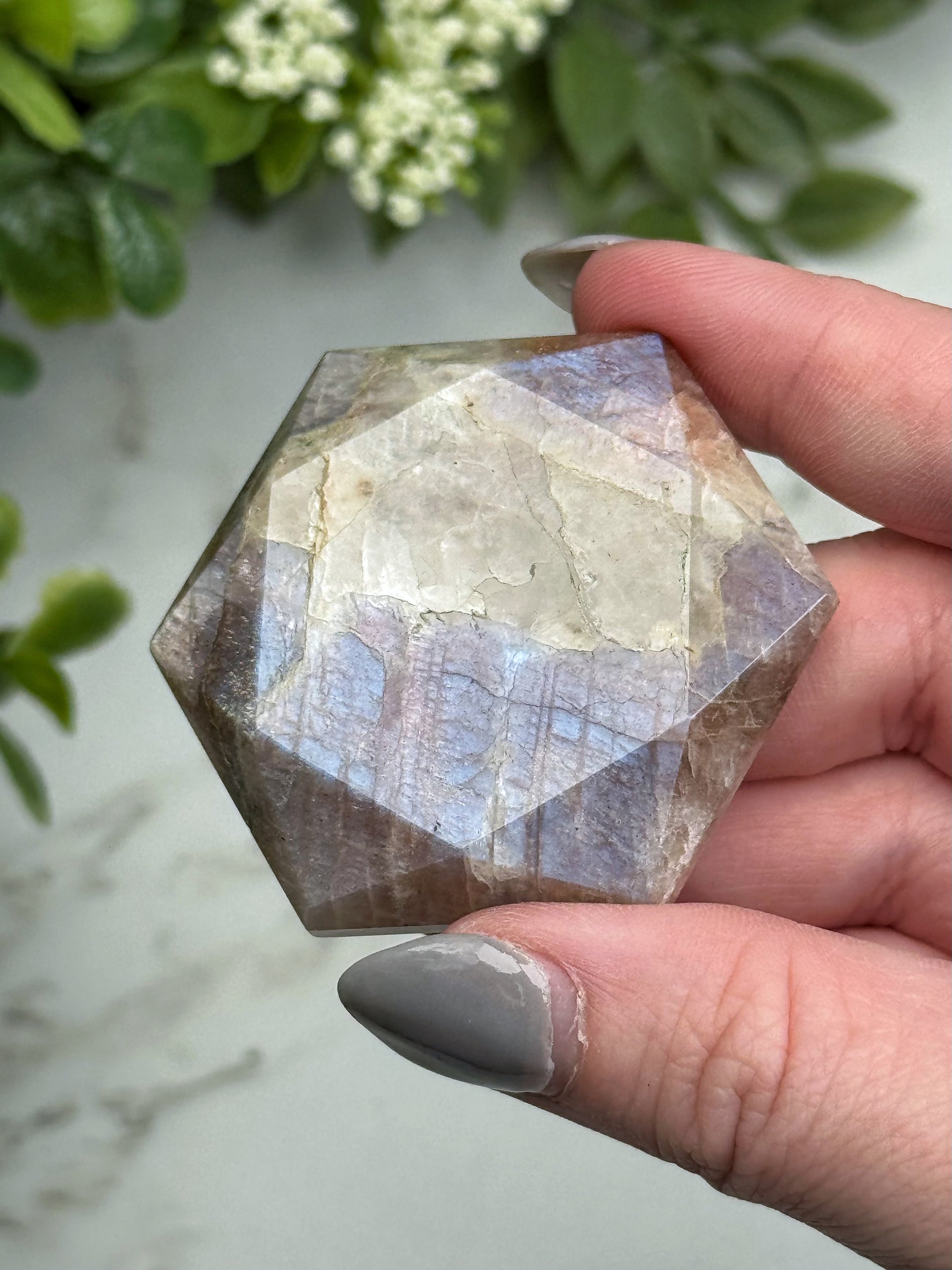 Moonstone with Sunstone Hexagon - #14