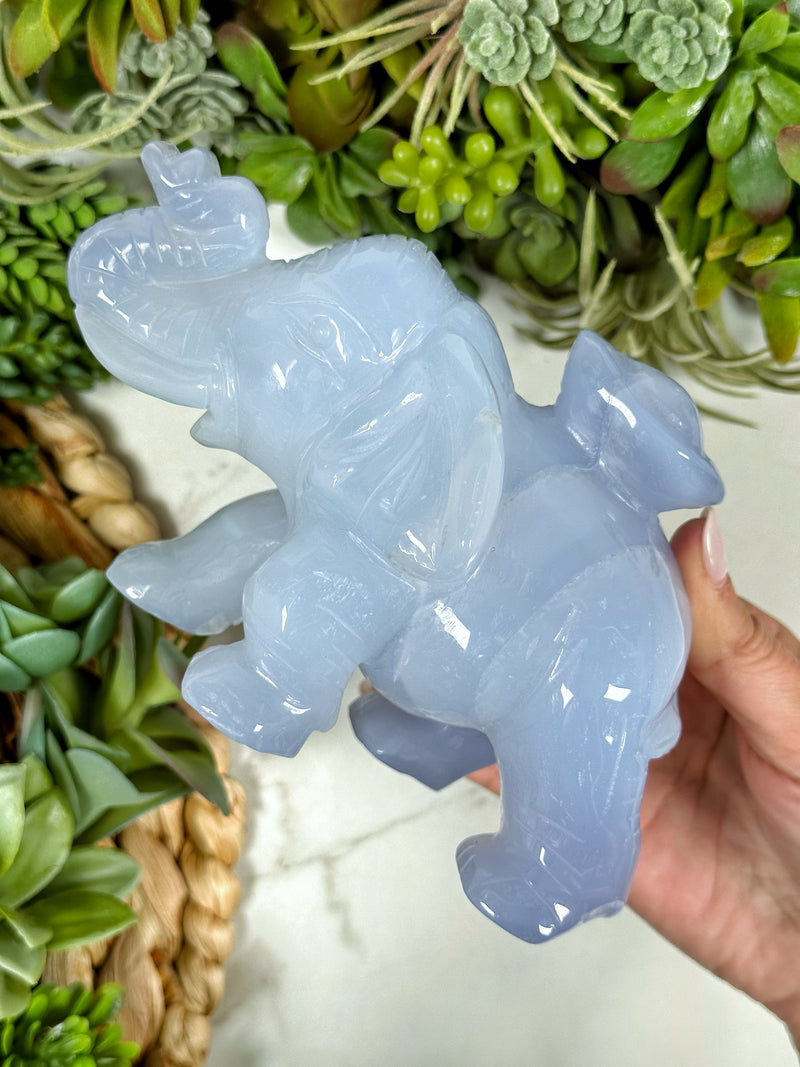 Blue Chalcedony Elephant - #1