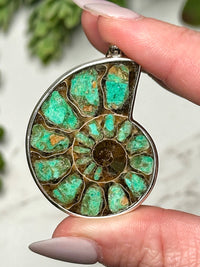 Green Smithsonite Ammonite Pendant - #2