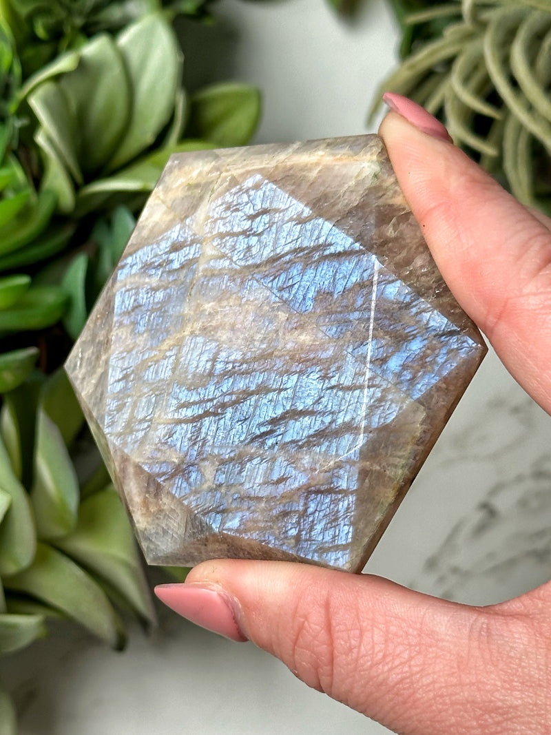 Moonstone with Sunstone Hexagon - #9