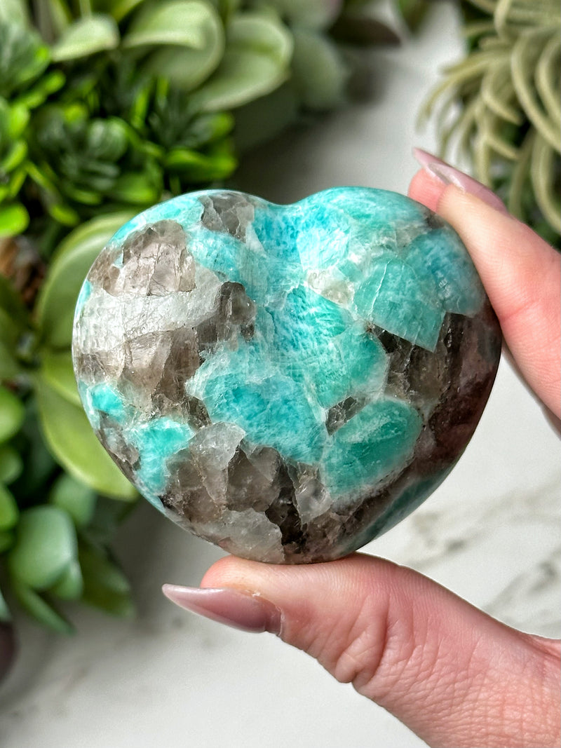Smoky Amazonite Heart - #17