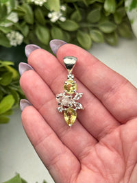 Heliodor with Herkimer Diamond & White Topaz Pendant - #1