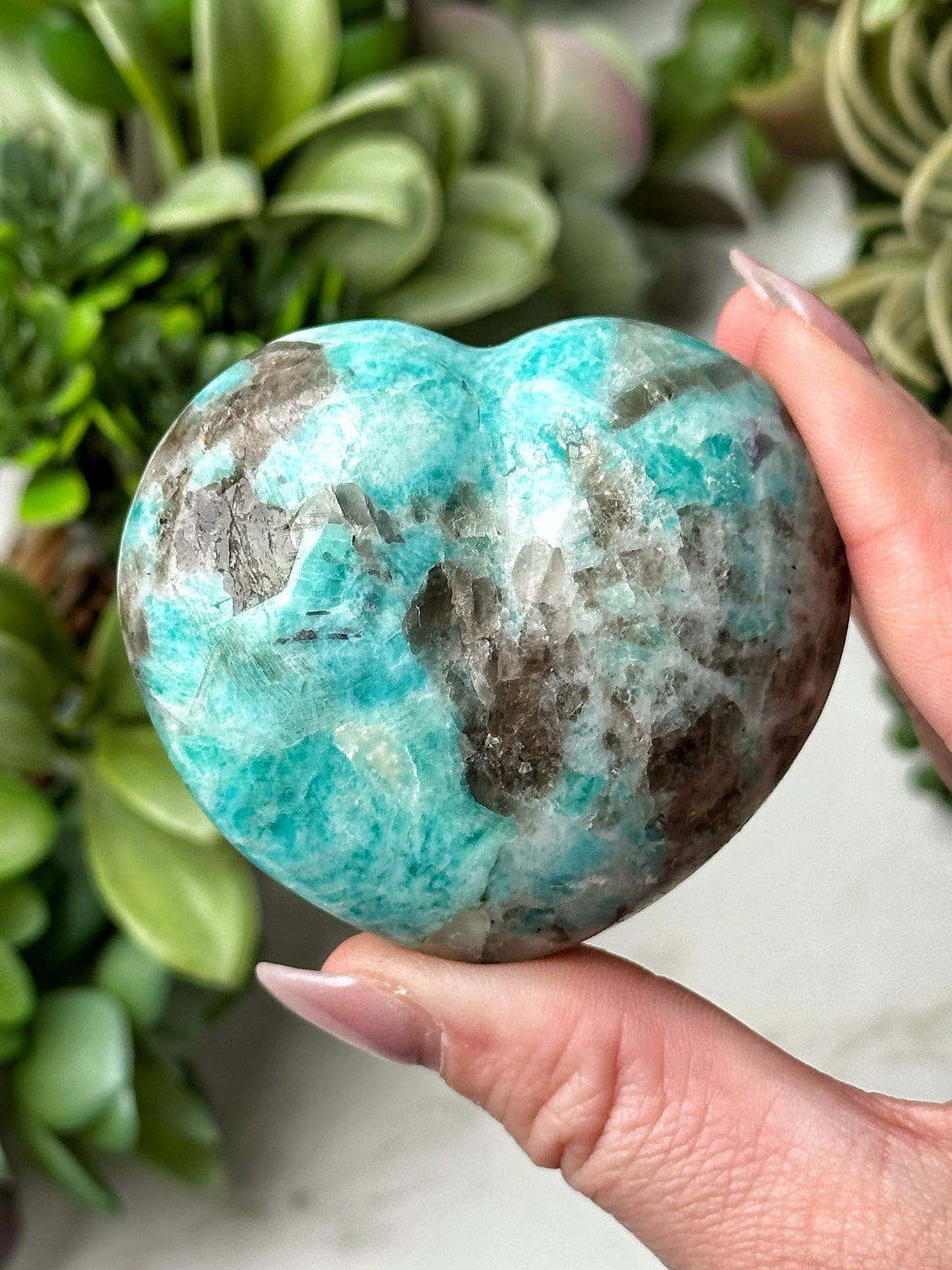 Smoky Amazonite Heart - #17