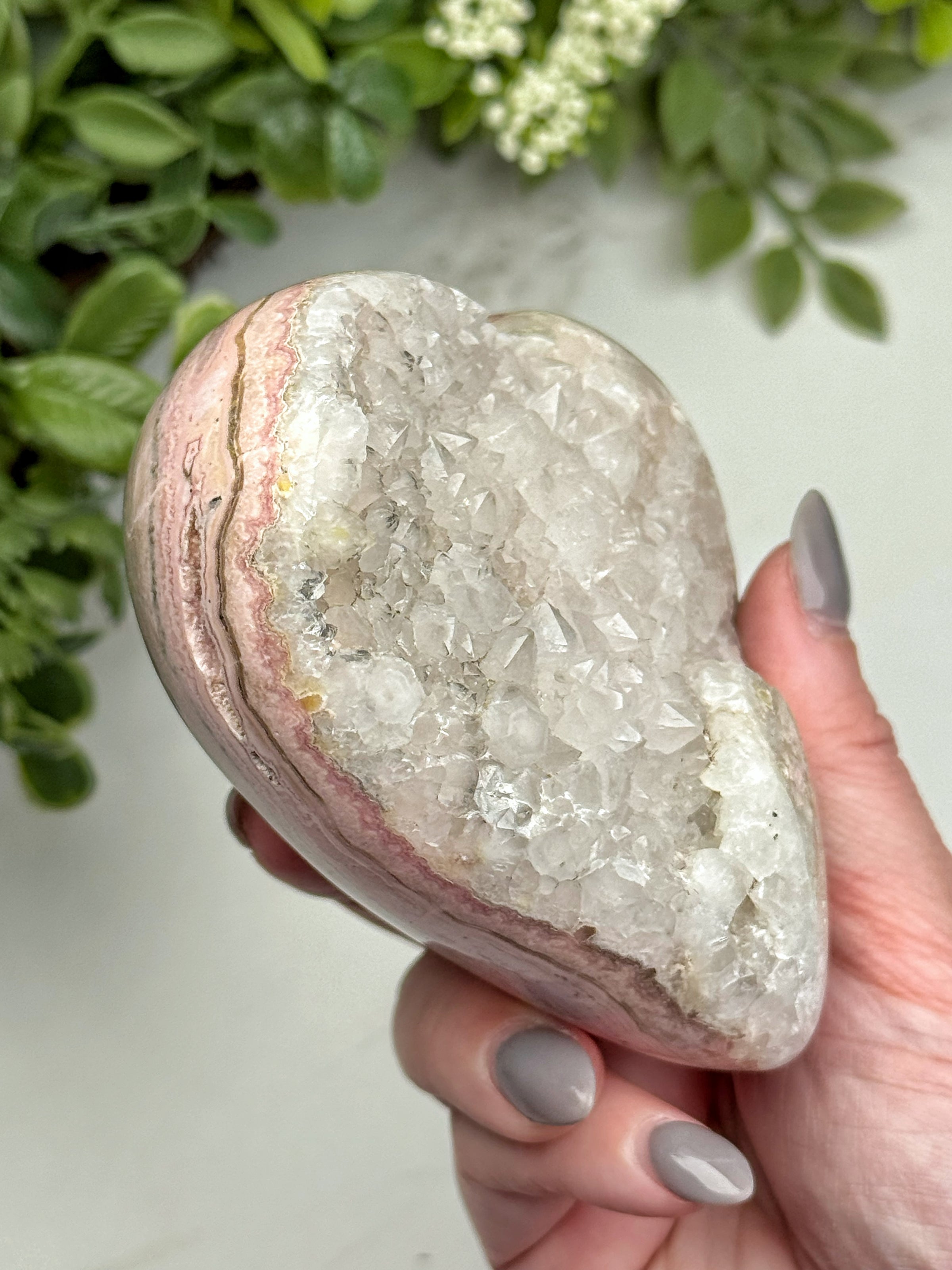 Druzy Rhodonite Heart - #2