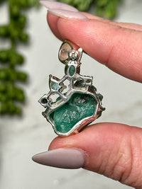 Emerald with White Topaz Pendant - #1