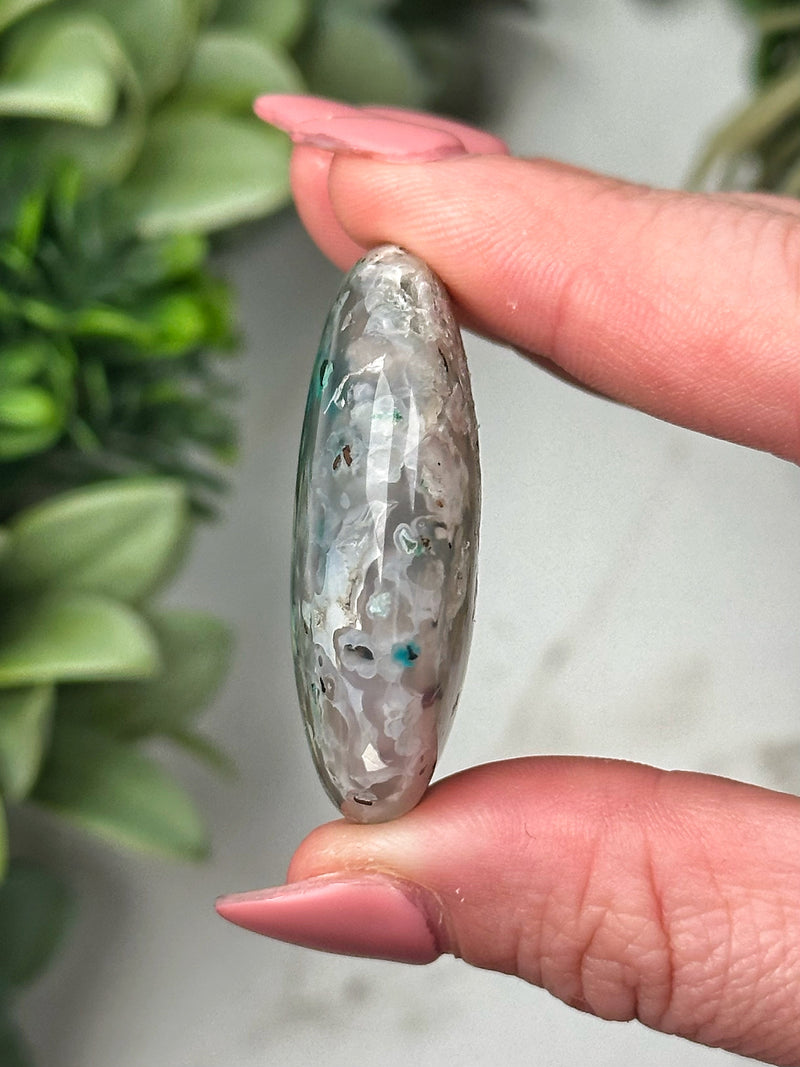 Chrysocolla, Chalcedony, and Copper Palmstone - #13