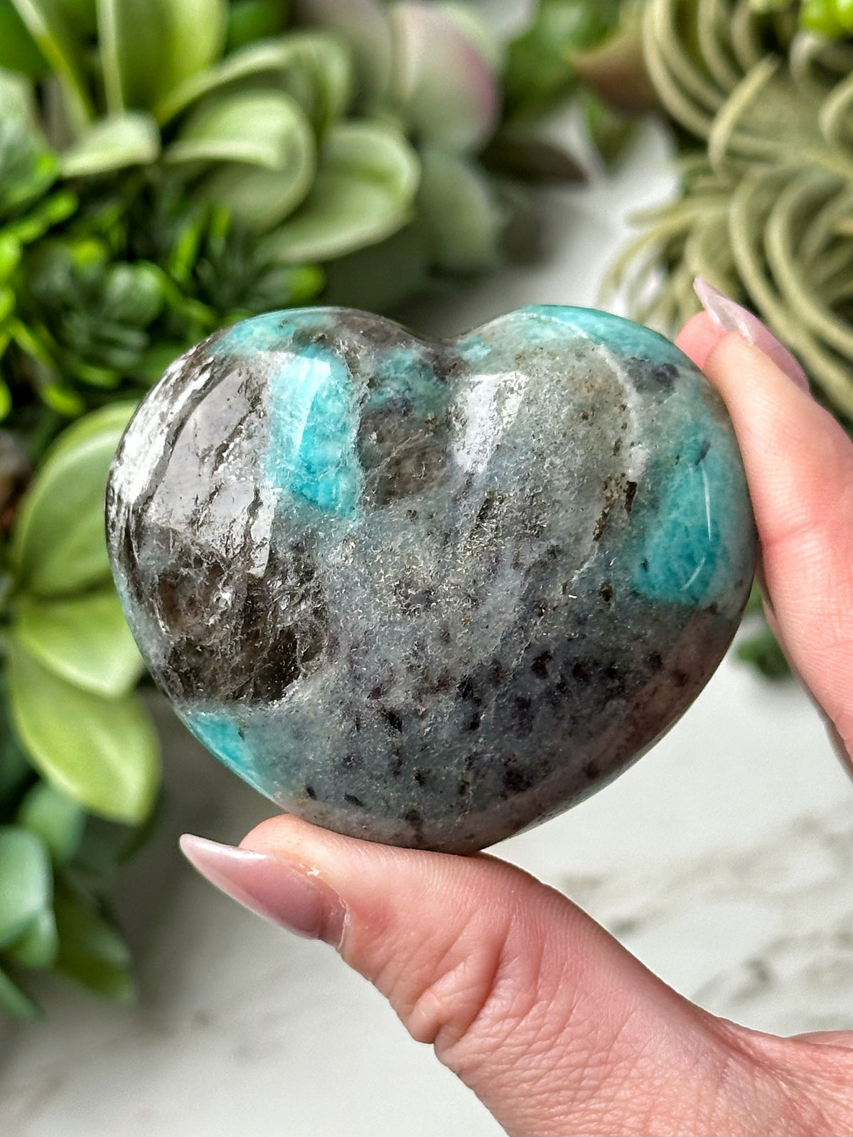 Smoky Amazonite Heart - #14