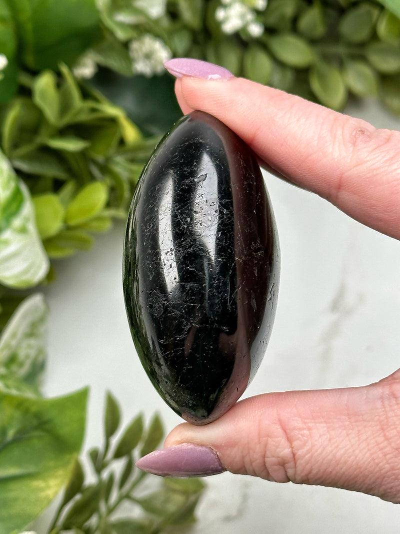 Black Tourmaline Palmstones - Root Chakra - No. 62
