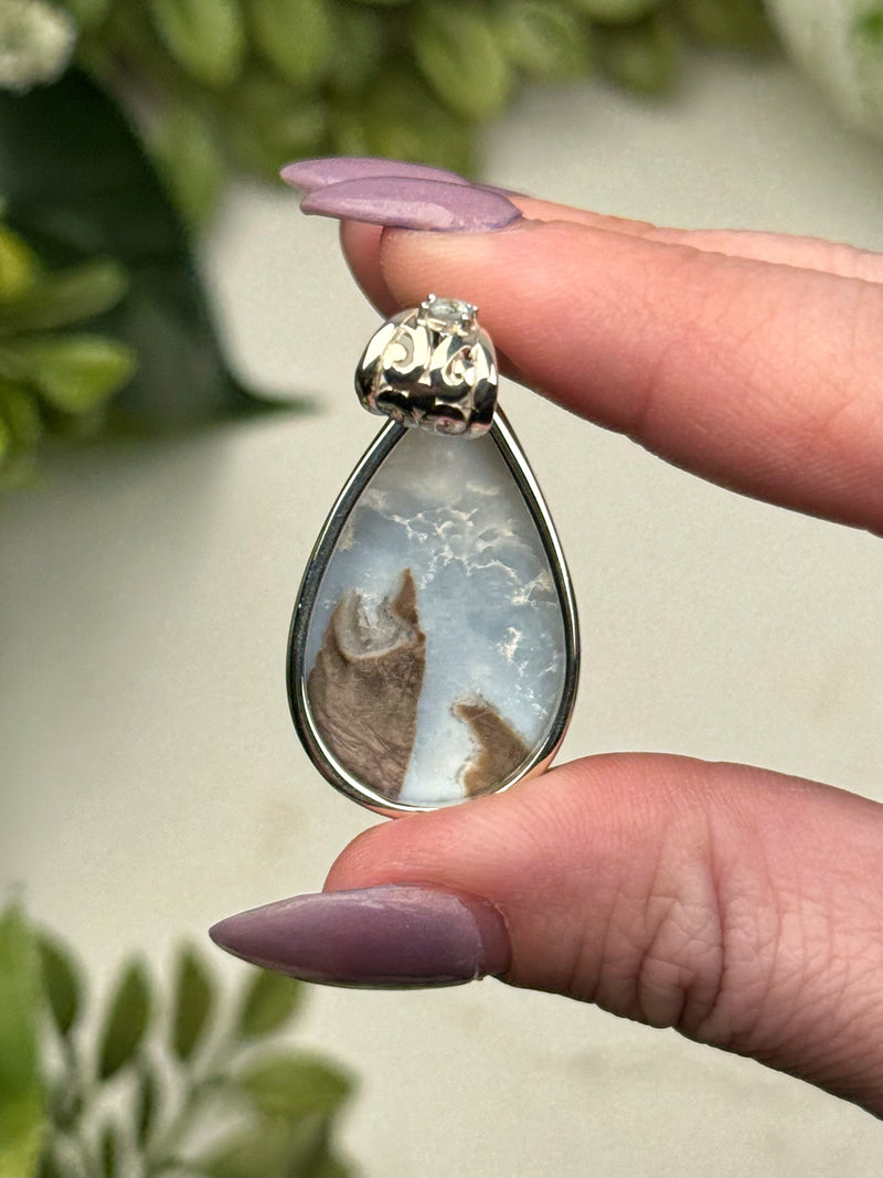 Blue Opal with Blue Topaz Pendant - #2