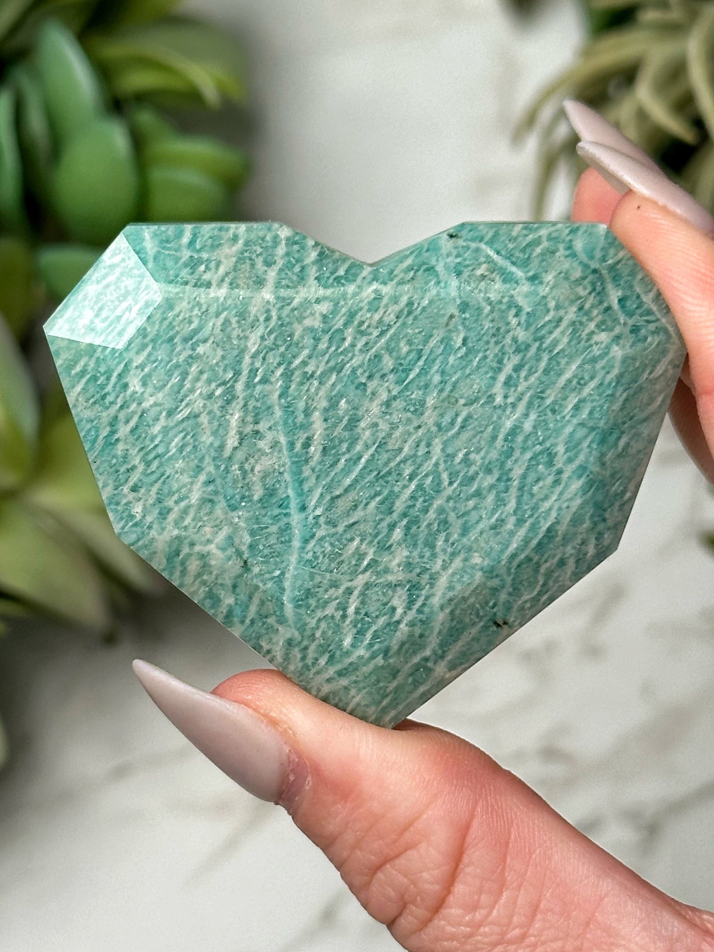 Amazonite Faceted Heart - #6