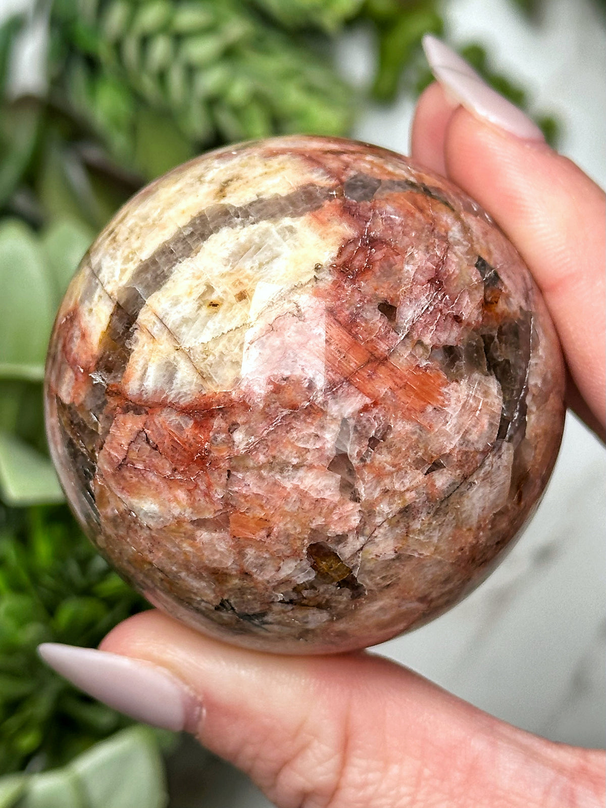 Red Moonstone Sphere - #11