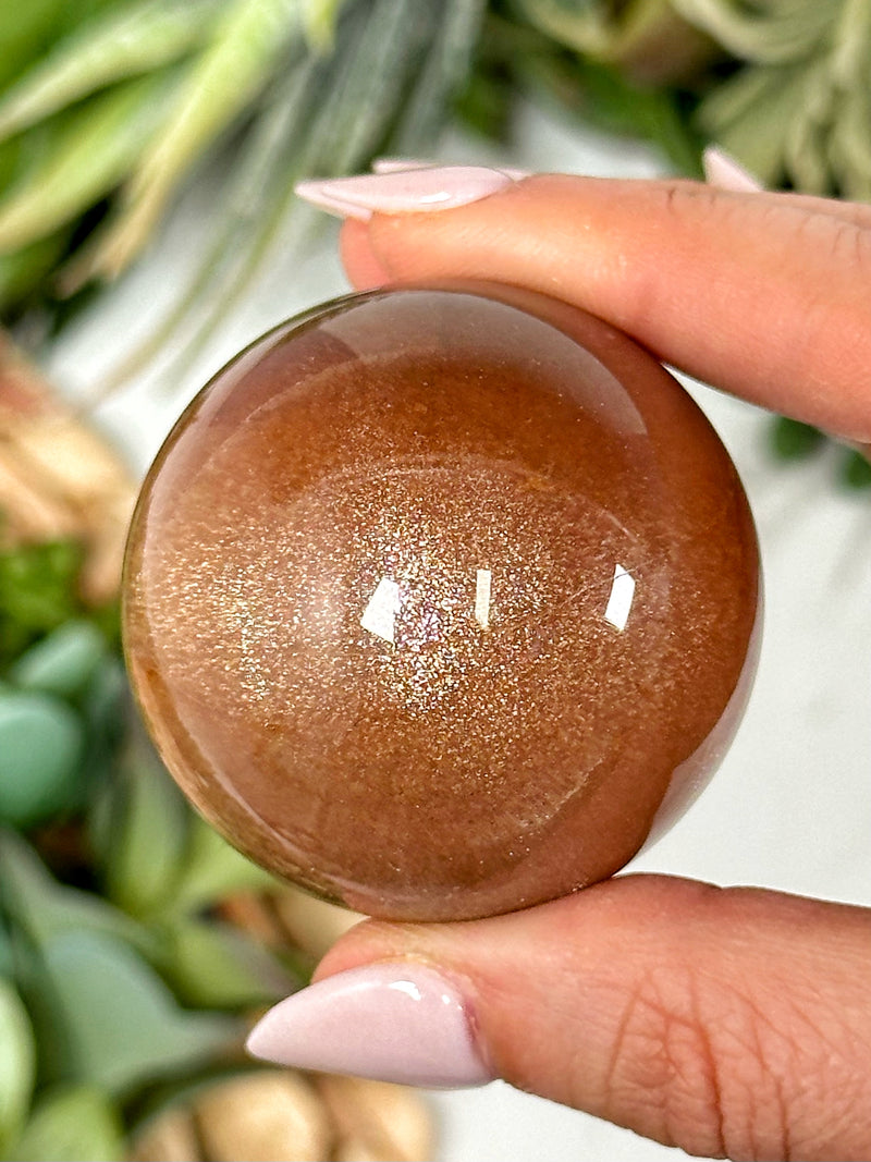 Peach Moonstone with Sunstone Sphere - #1