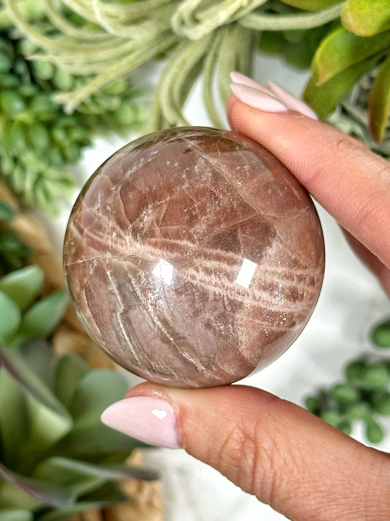 Peach Moonstone with Sunstone Sphere - #1