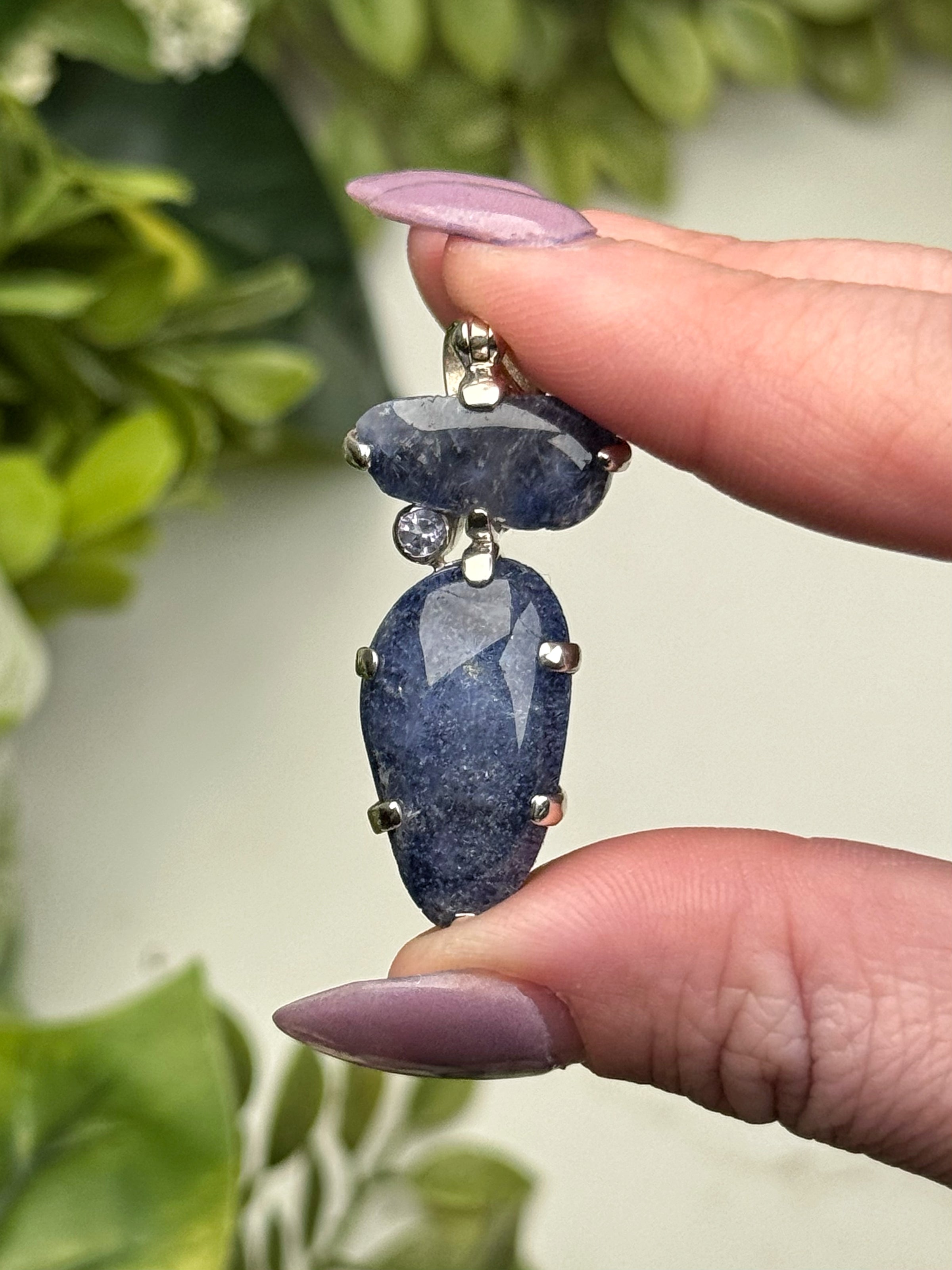 Dumortierite in Quartz Pendant - #1