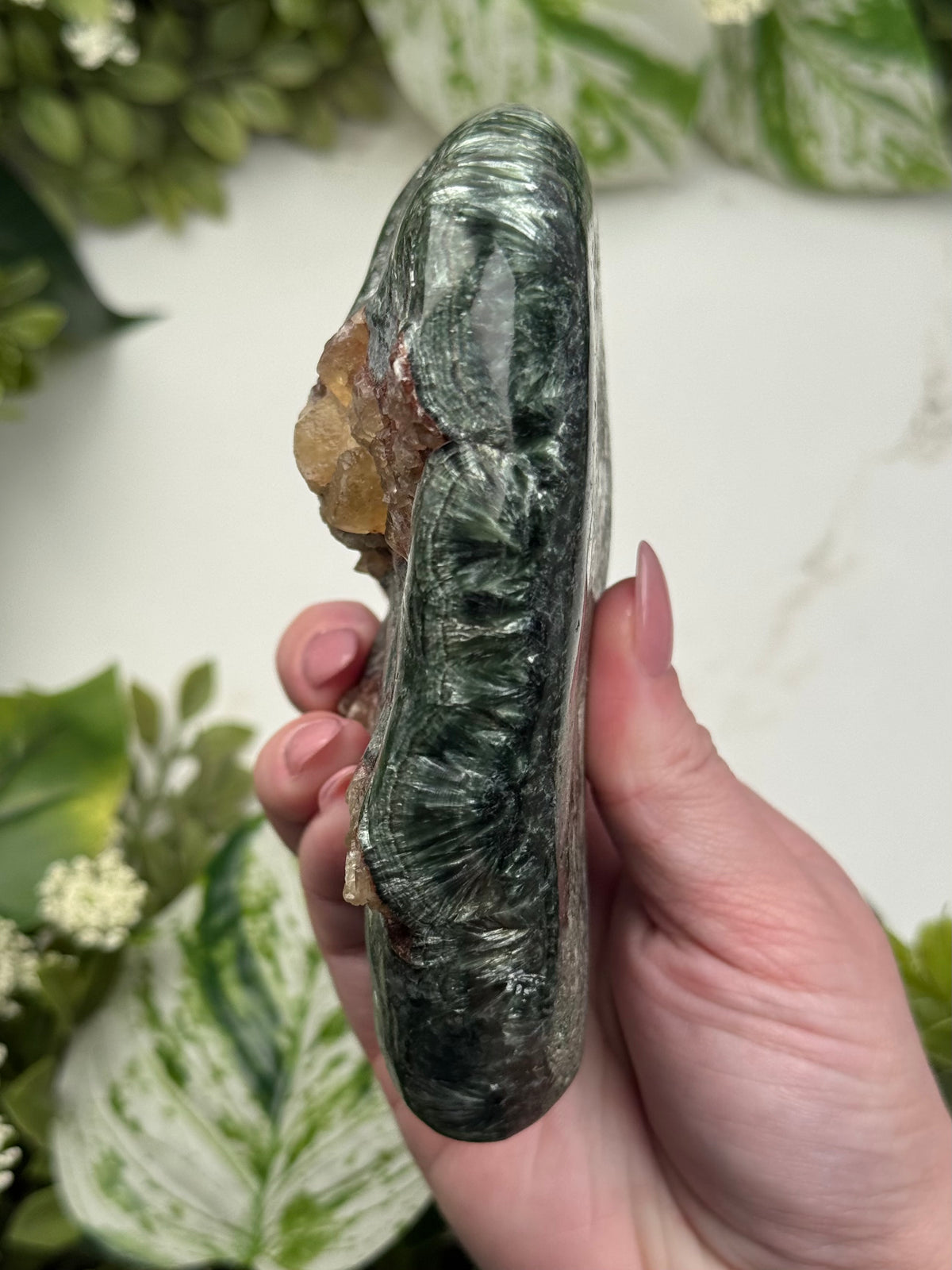 Seraphinite with Calcite Freeform - #8