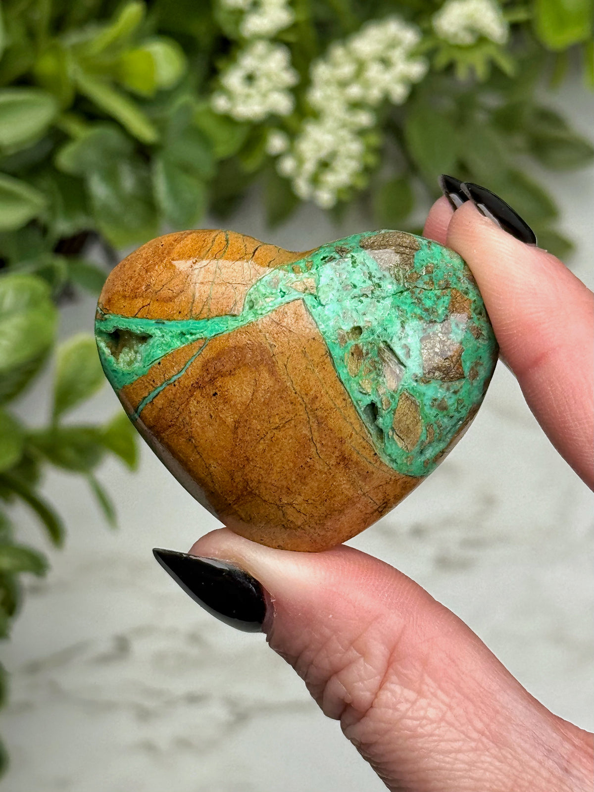 Green Smithsonite Heart - #15