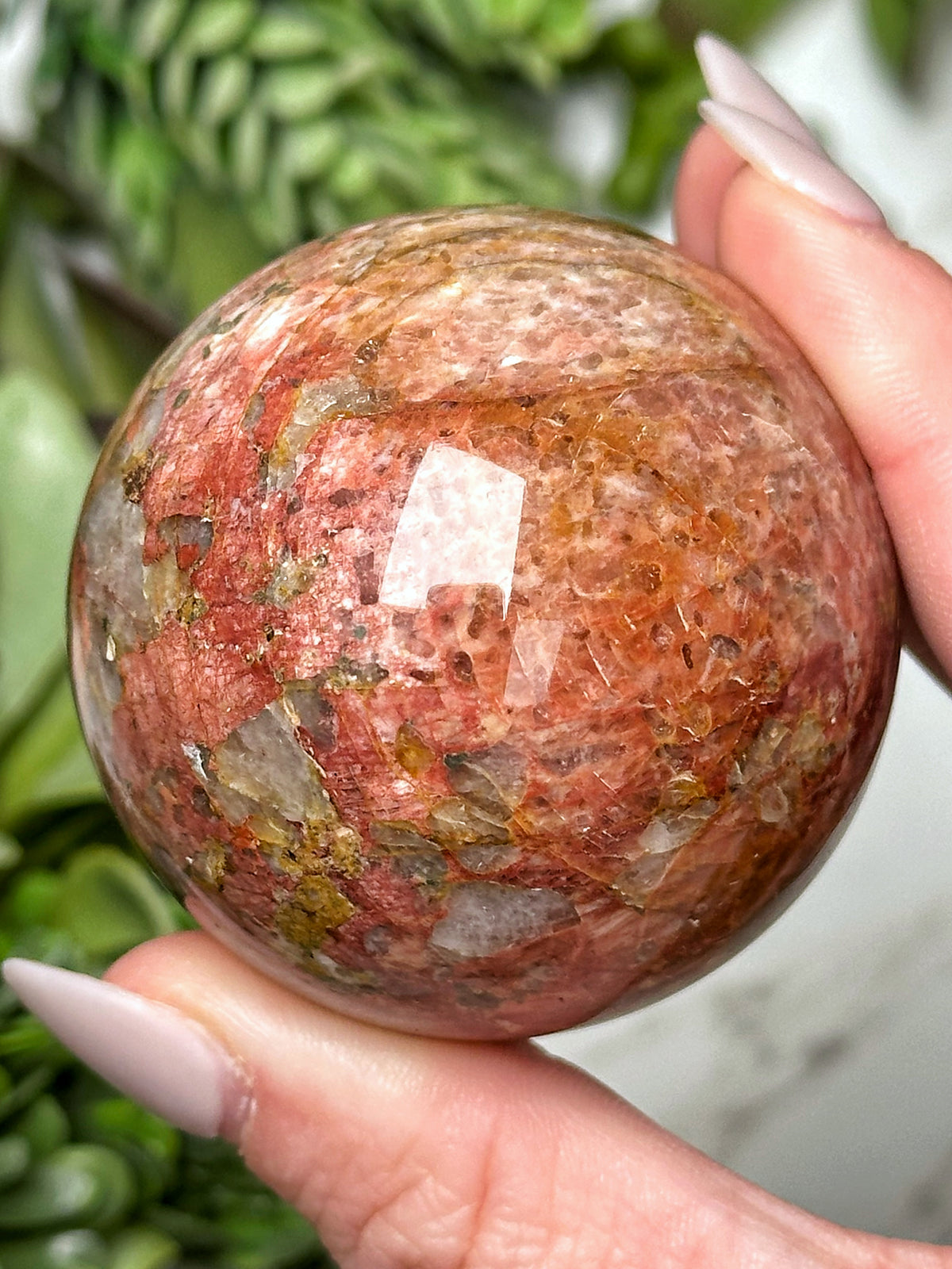 Red Moonstone Sphere - #12