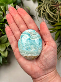 Blue Aragonite Palmstone - #9