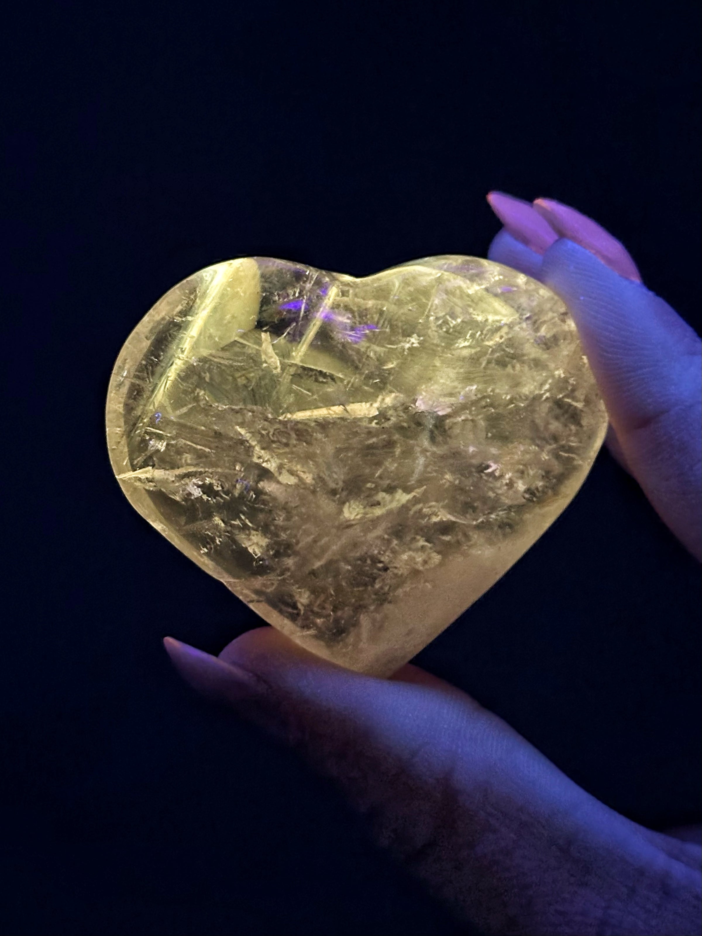 UV Reactive Amethyst Heart - #2