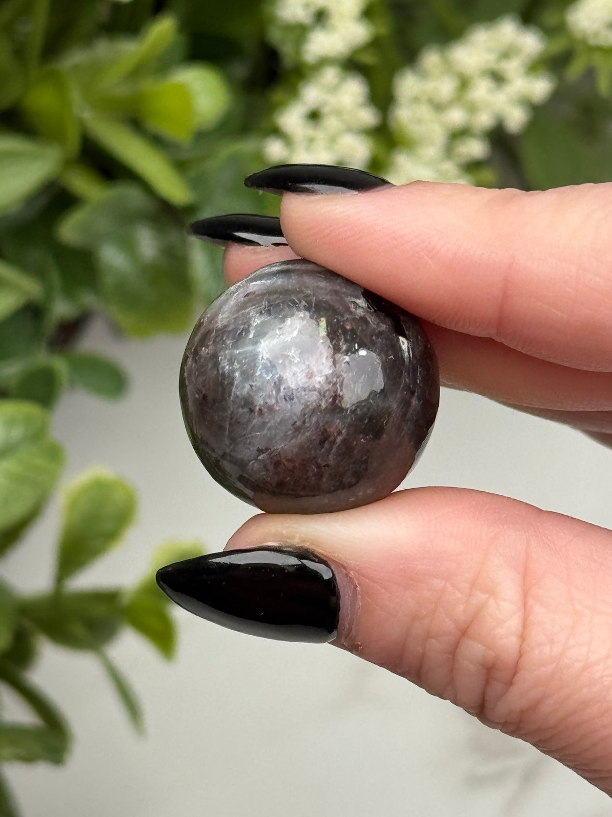 Black Moonstone with Sunstone Sphere - #5