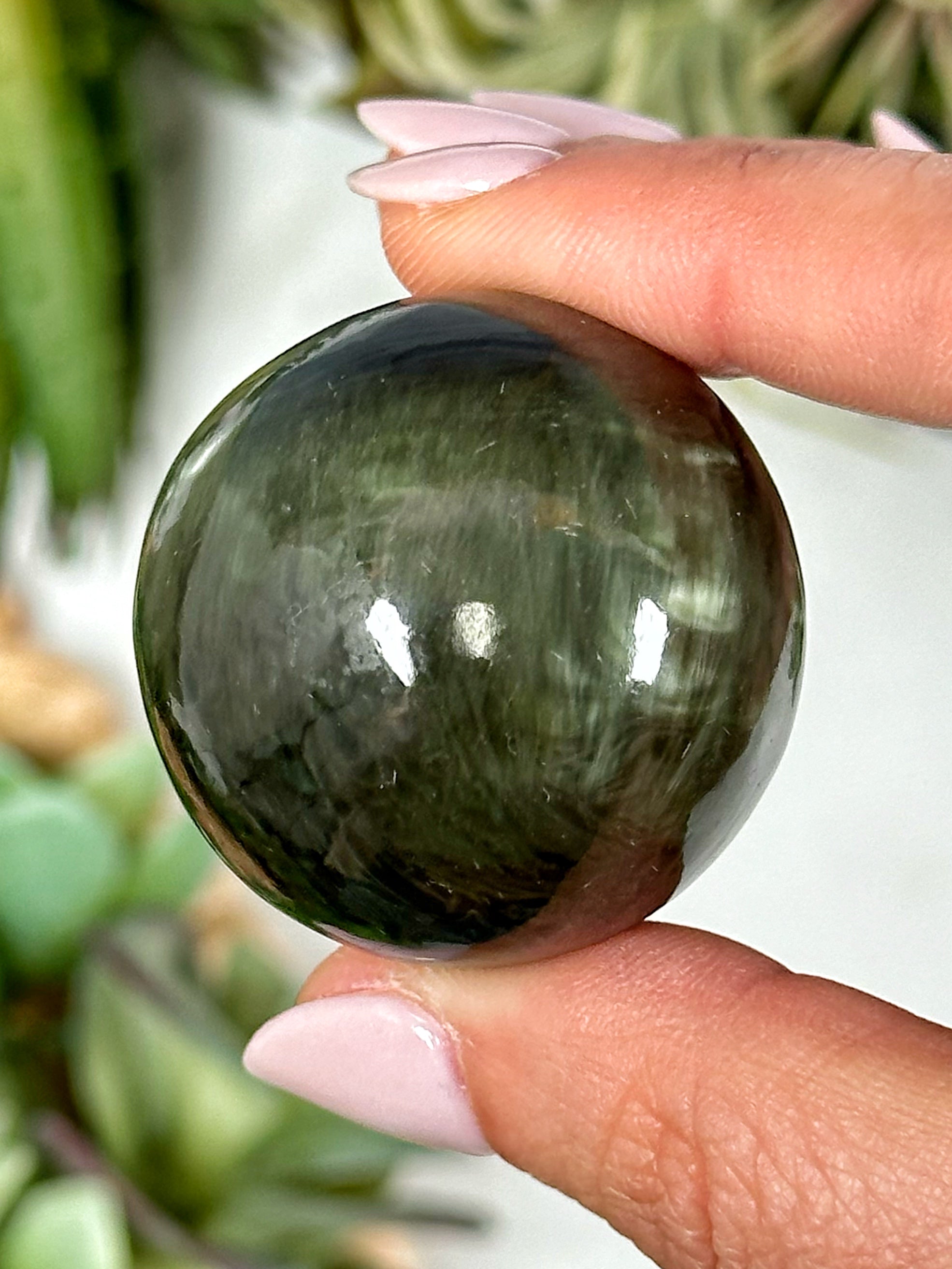 Green Amphibole Sphere - #2