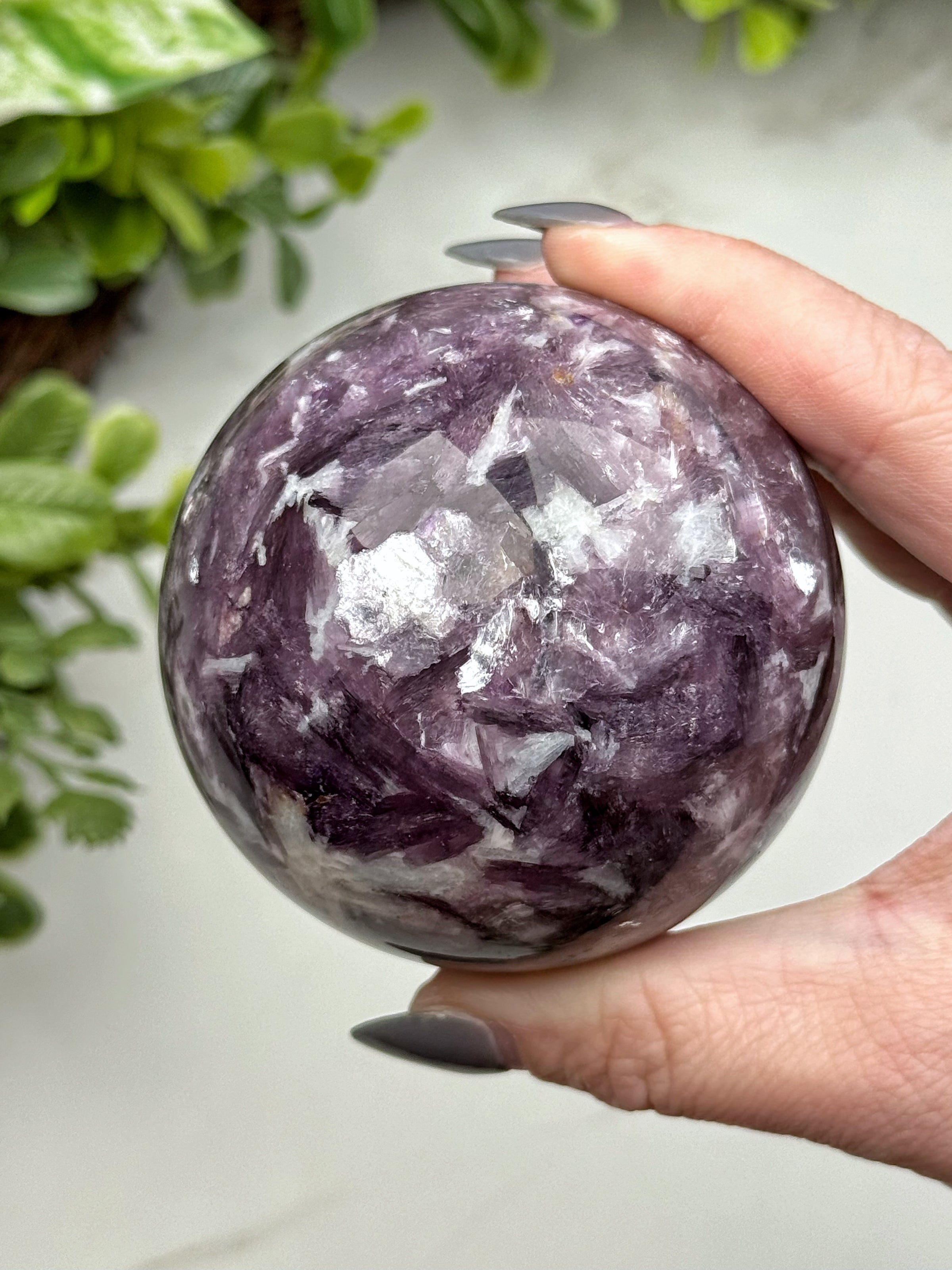 Gem Lepidolite Sphere - #15