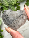 Black Tourmaline in Quartz Faceted Heart - #8