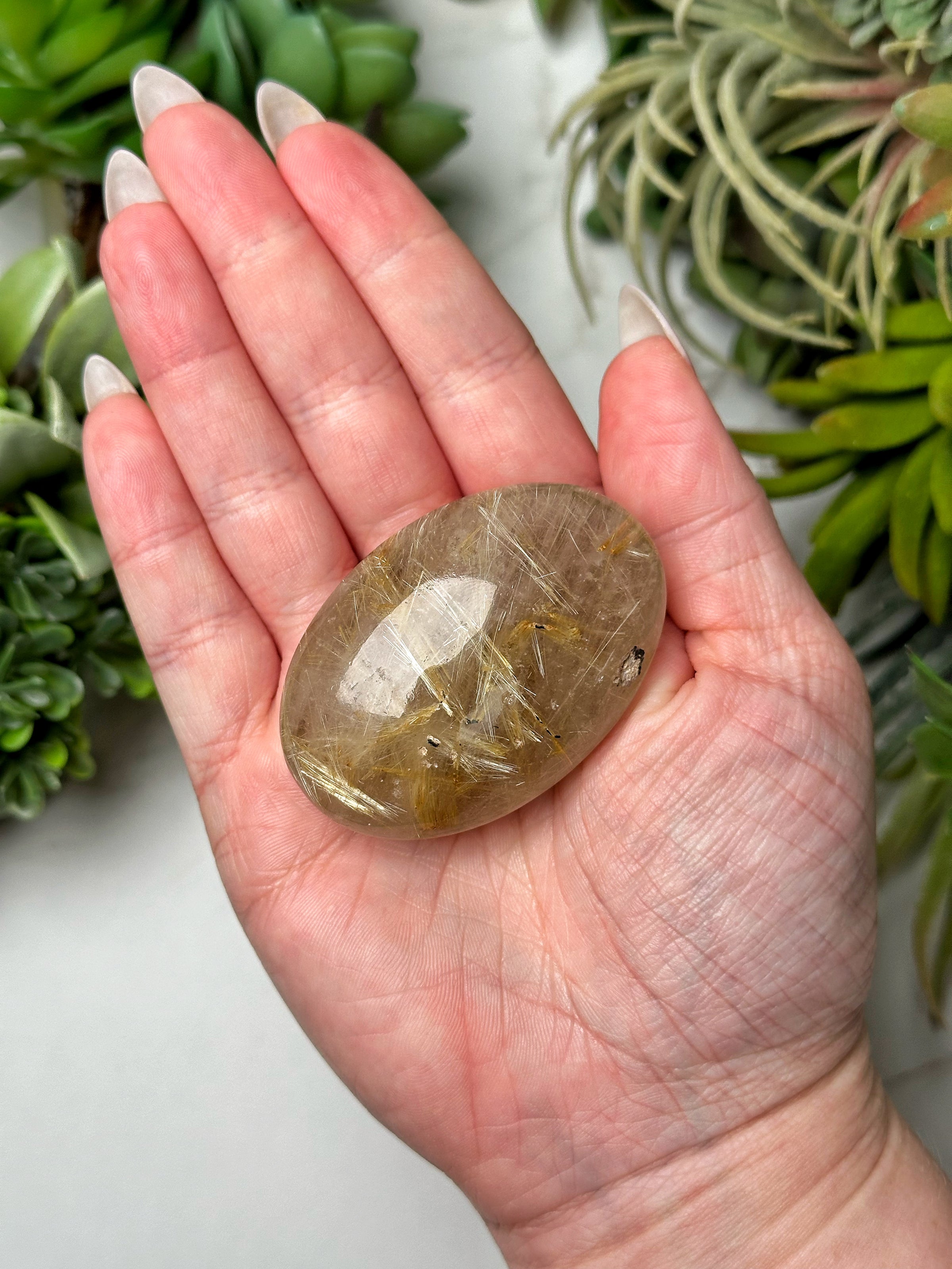 Gold Rutile Palmstone - #4