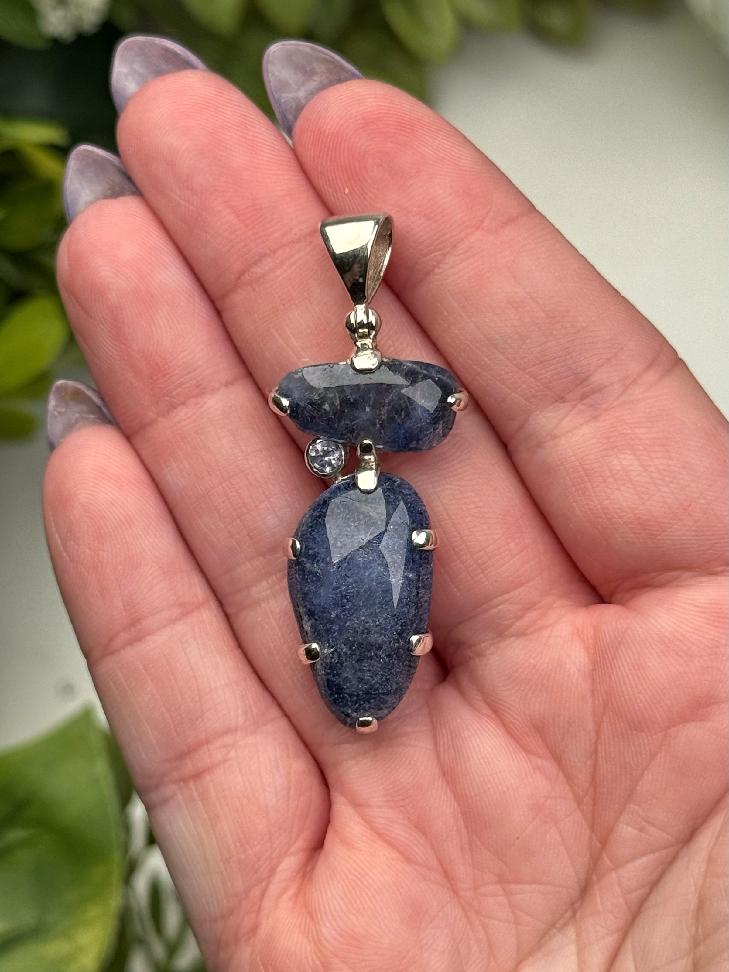 Dumortierite in Quartz Pendant - #1