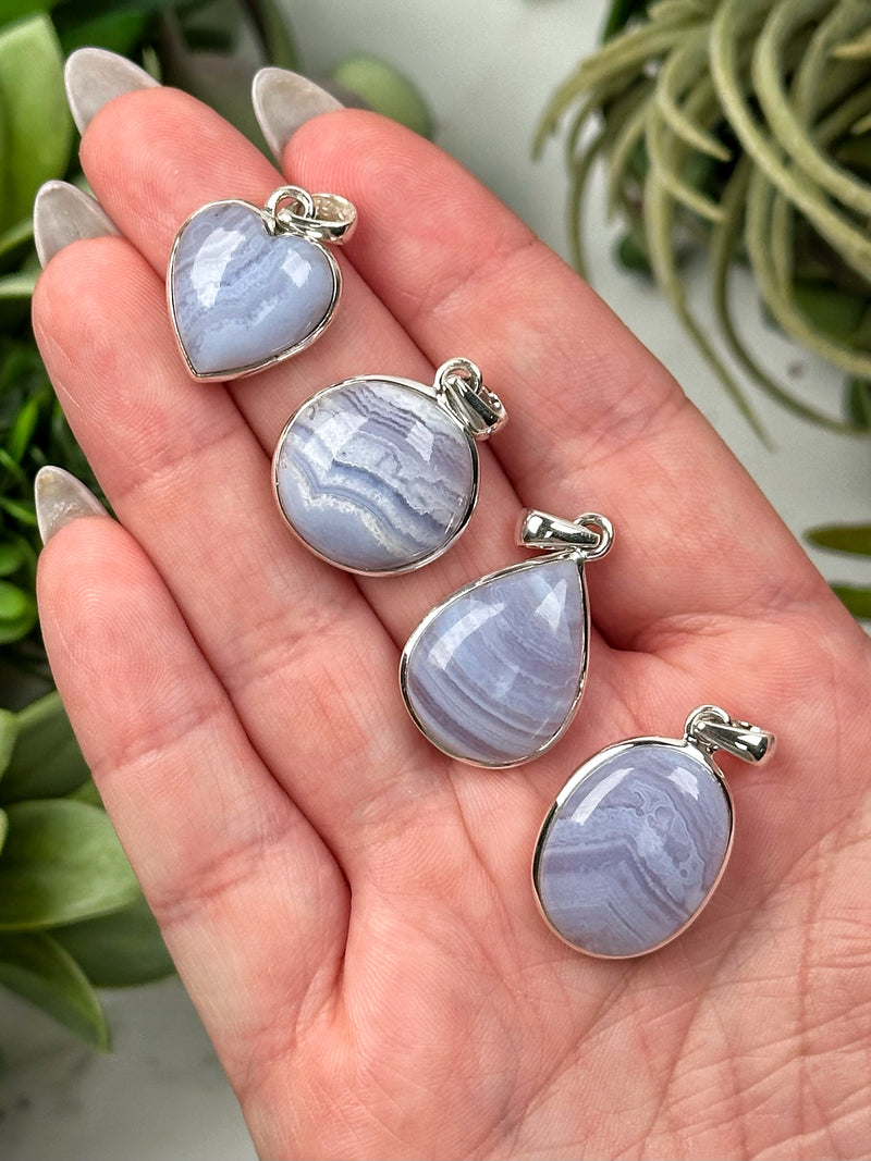 Blue Lace Agate Pendants - Throat Chakra - No. 56