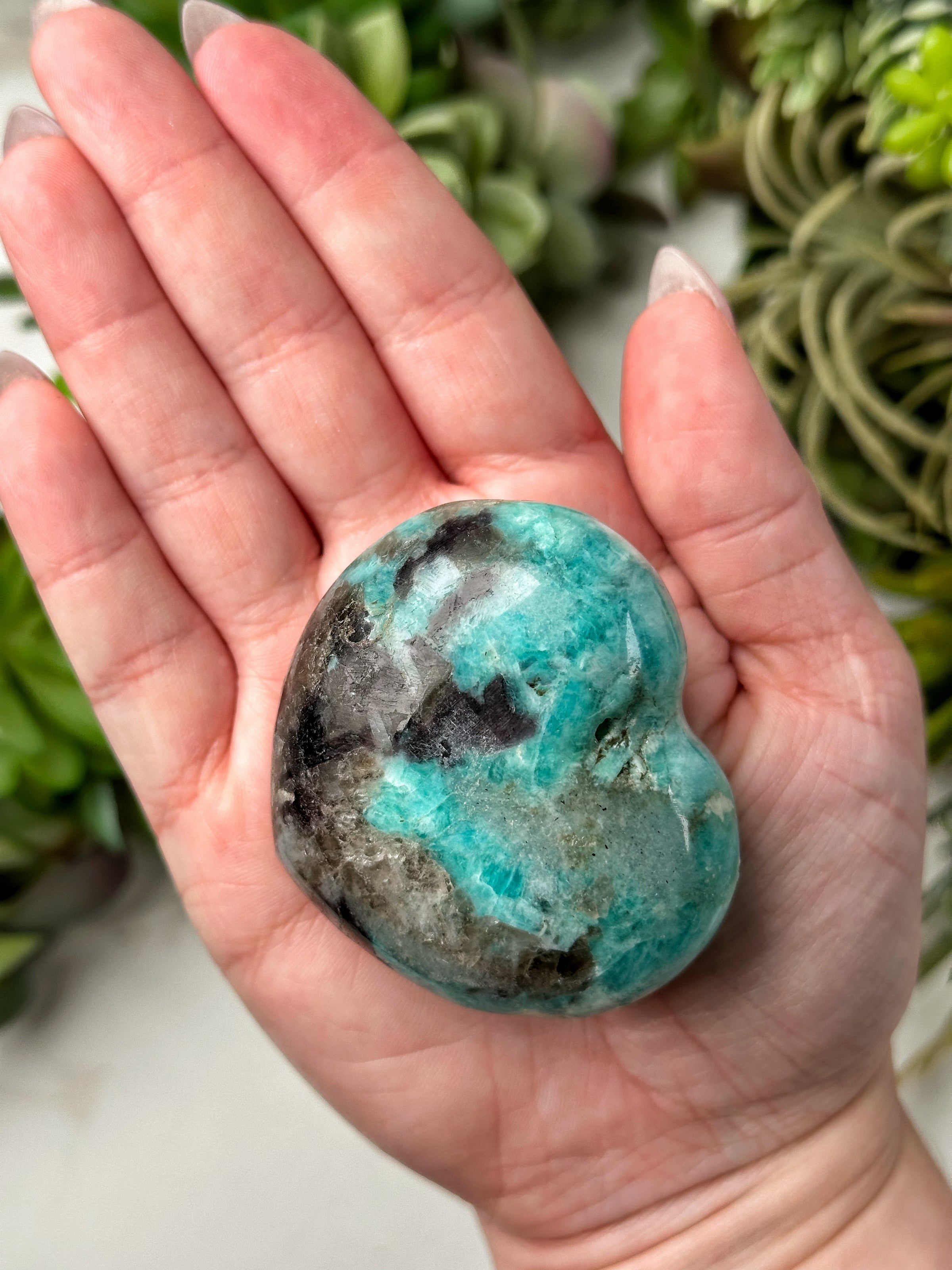 Smoky Amazonite Heart - #15