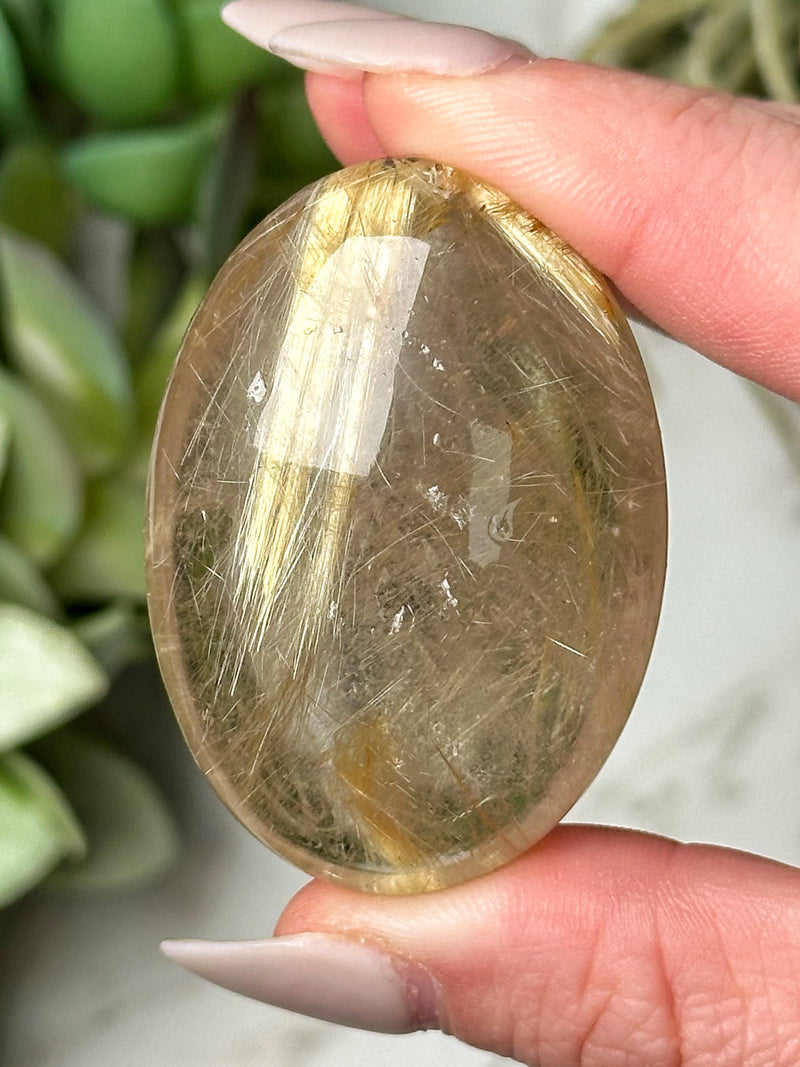 Gold Rutile Palmstone - #5