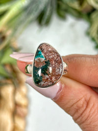 Polished Dioptase Ring - #1