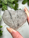 Black Tourmaline in Quartz Faceted Heart - #7