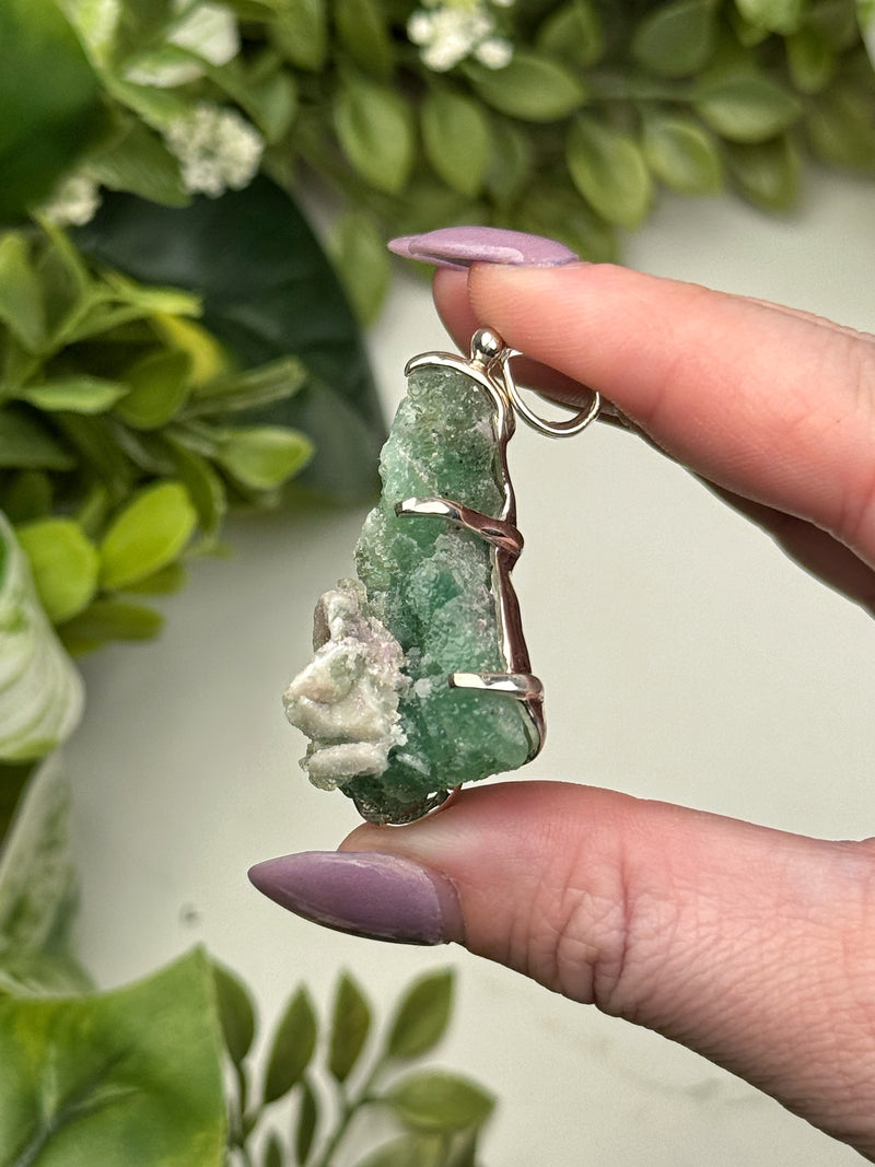 Druzy Green Fluorite Pendant - #1