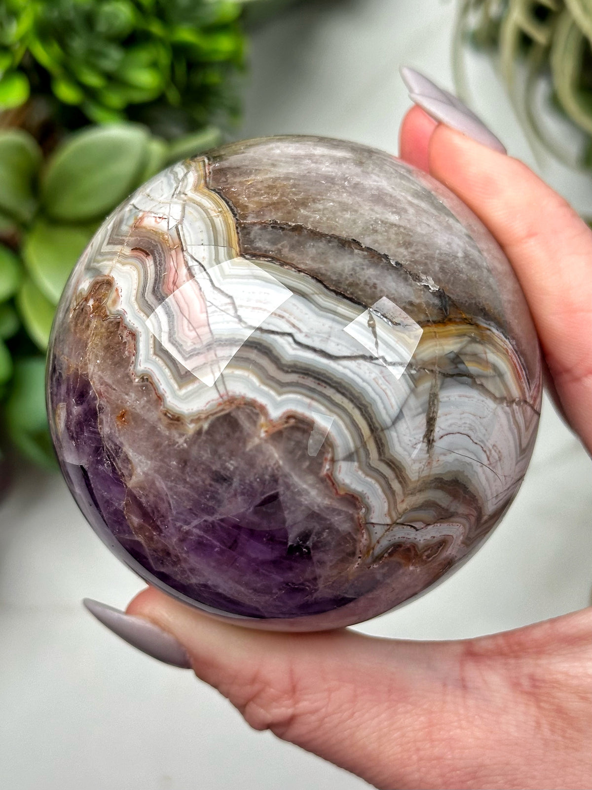 Crazy Lace Agate Amethyst Sphere - #9