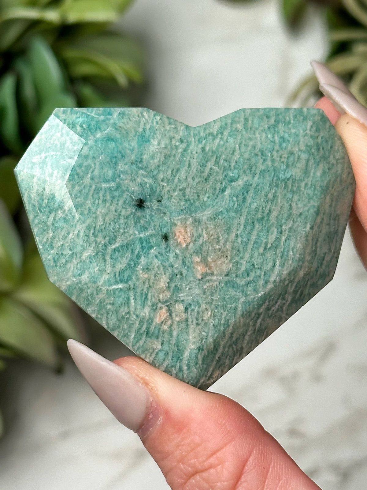 Amazonite Faceted Heart - #5