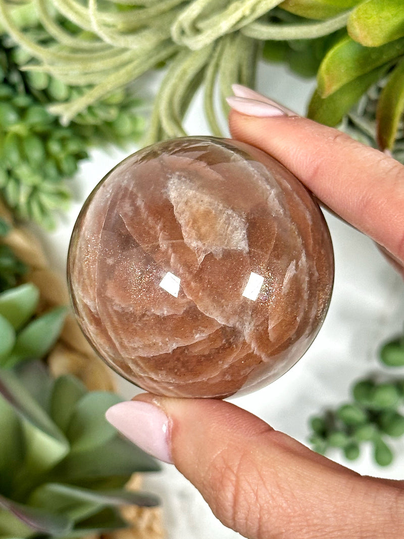Peach Moonstone with Sunstone Sphere - #1