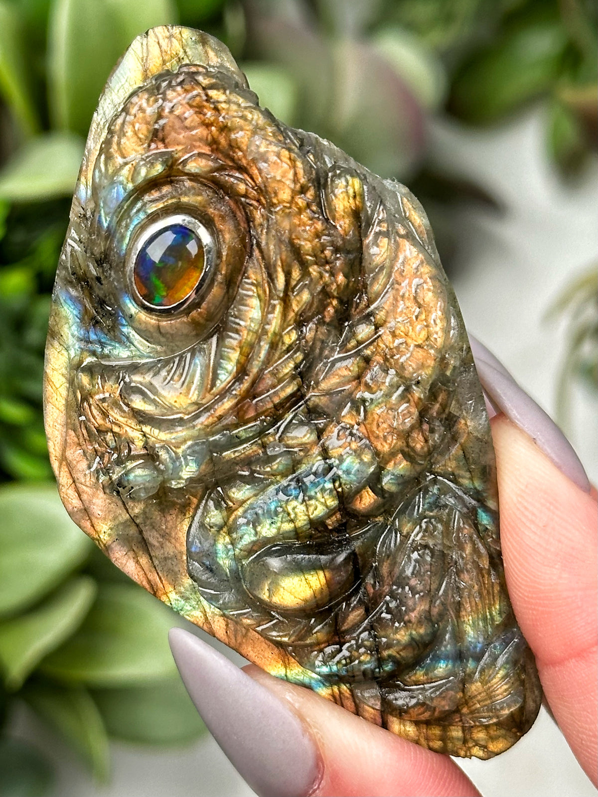Labradorite with Opal Dragon - #1