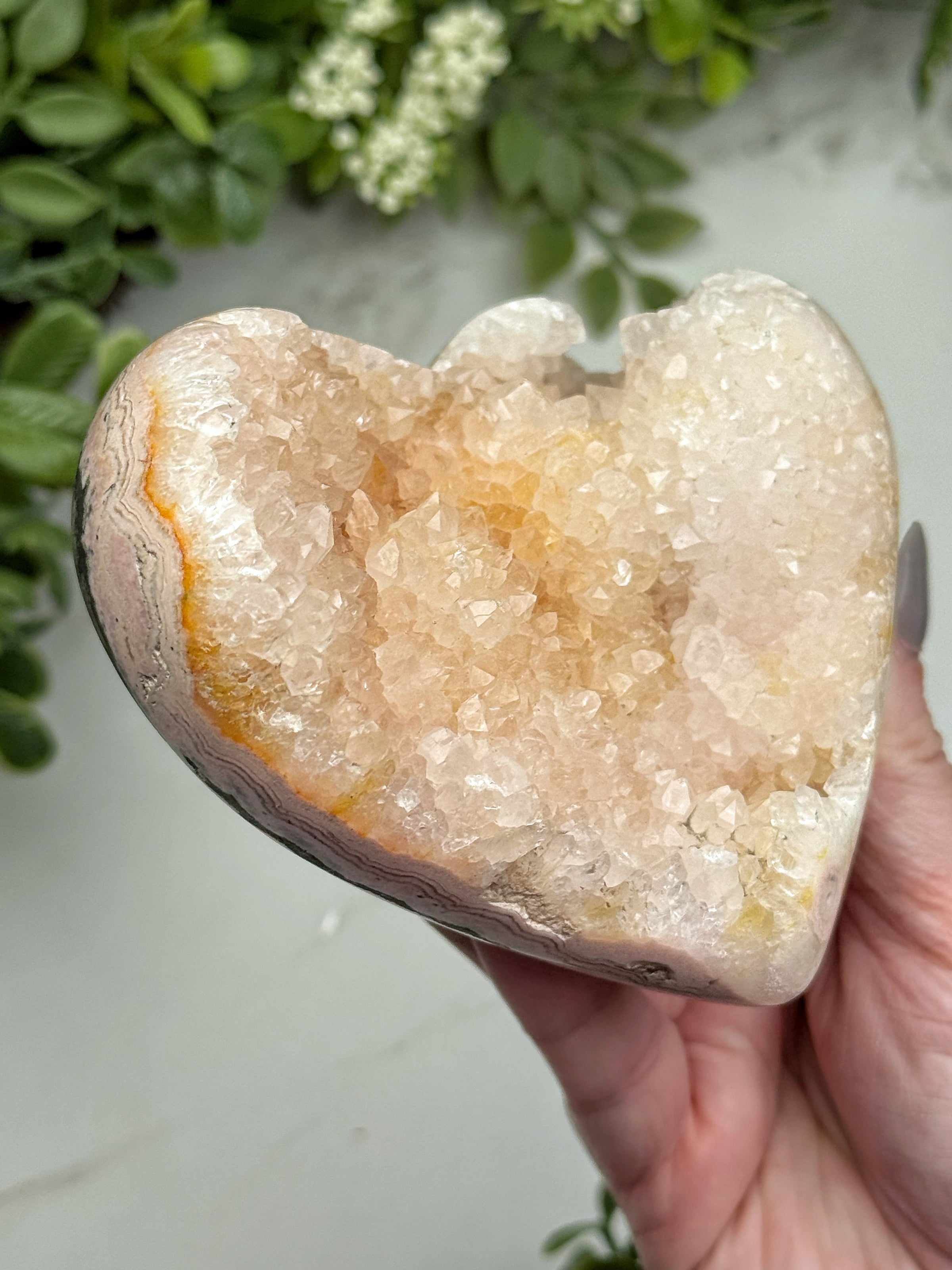 Druzy Rhodonite Heart - #1